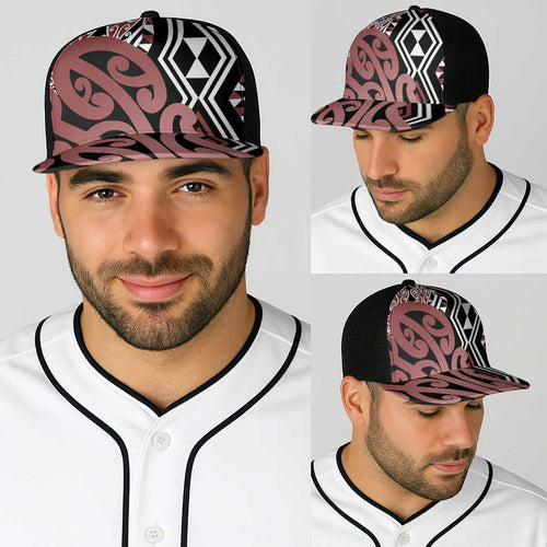 Brown New Zealand Baseball Net Cap Aotearoa Kowhaiwhai Mix Taniko Art - Aussie Hoodie