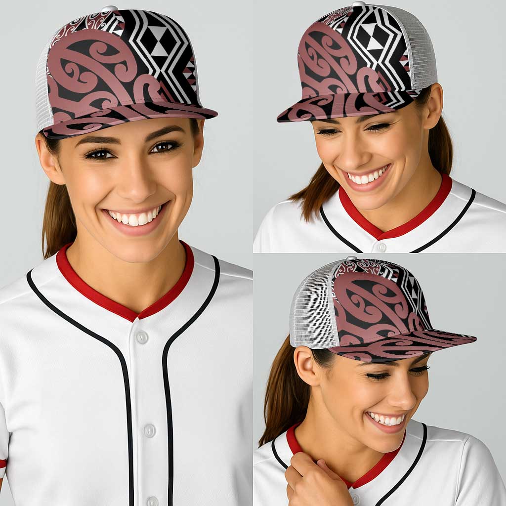 Brown New Zealand Baseball Net Cap Aotearoa Kowhaiwhai Mix Taniko Art - Aussie Hoodie