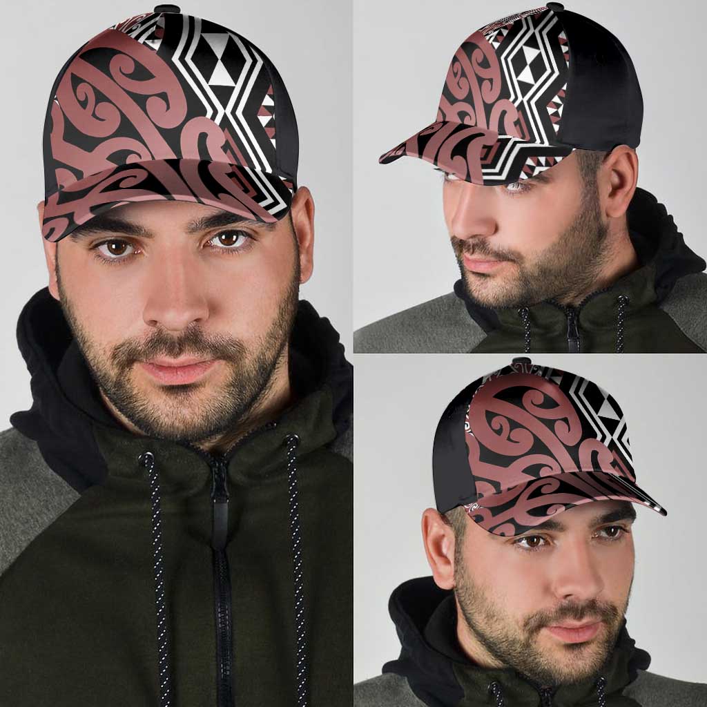 Brown New Zealand Classic Cap Aotearoa Kowhaiwhai Mix Taniko Art LT14