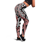 Brown New Zealand Leggings Aotearoa Kowhaiwhai Mix Taniko Art