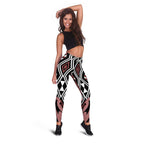 Brown New Zealand Leggings Aotearoa Kowhaiwhai Mix Taniko Art