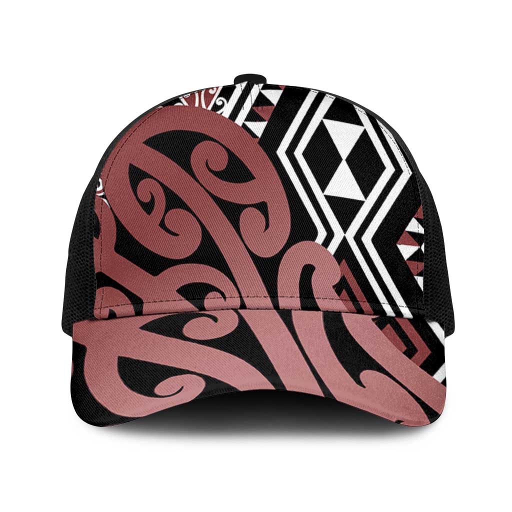 Brown New Zealand Mesh Trucker Cap Aotearoa Kowhaiwhai Mix Taniko Art - Aussie Hoodie