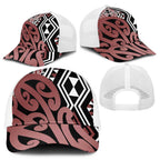 Brown New Zealand Mesh Trucker Cap Aotearoa Kowhaiwhai Mix Taniko Art - Aussie Hoodie