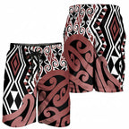Brown New Zealand Shorts for Men Aotearoa Kowhaiwhai Mix Taniko Art