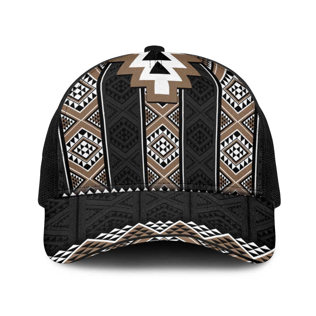Brown Taniko Aotearoa Baseball Net Cap Niho Taniwha Mix Poutama - Aussie Hoodie
