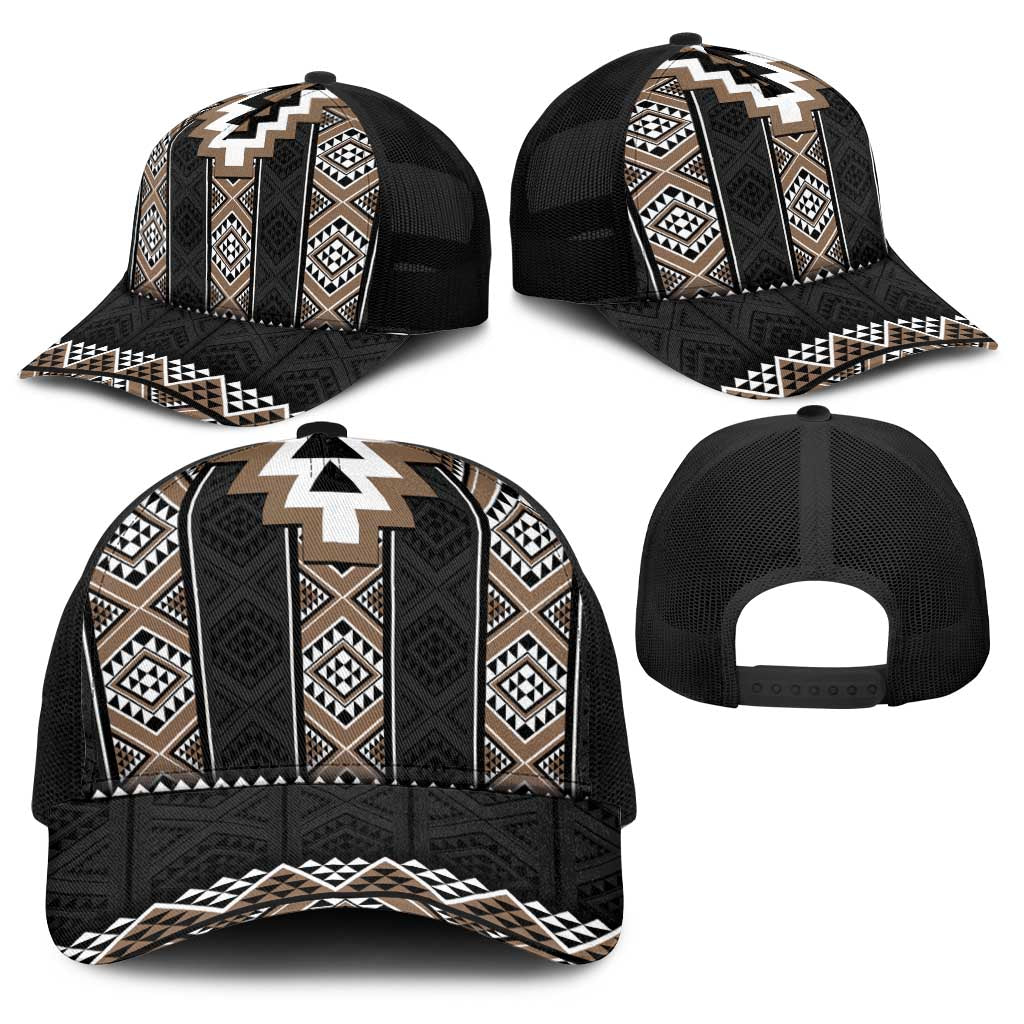 Brown Taniko Aotearoa Baseball Net Cap Niho Taniwha Mix Poutama - Aussie Hoodie