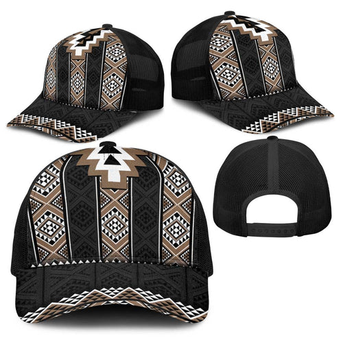 Brown Taniko Aotearoa Baseball Net Cap Niho Taniwha Mix Poutama - Aussie Hoodie