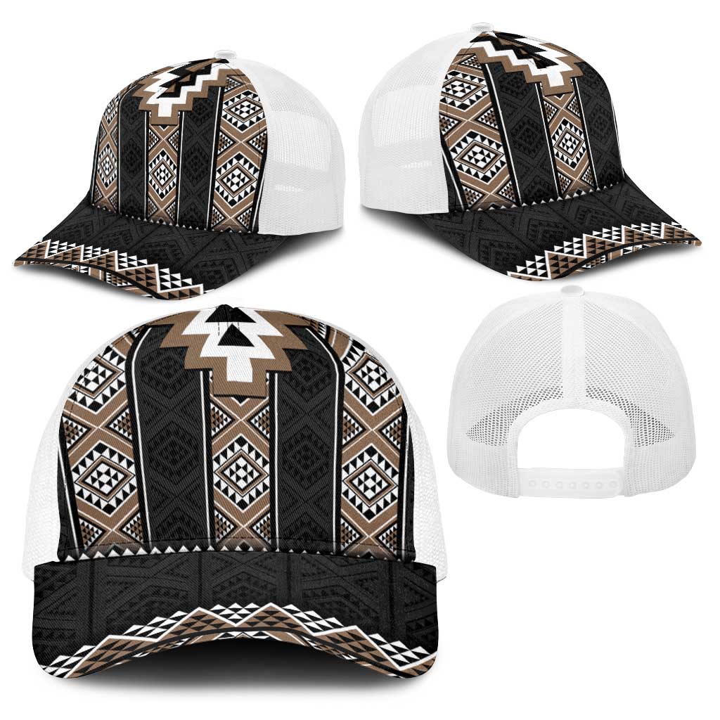 Brown Taniko Aotearoa Baseball Net Cap Niho Taniwha Mix Poutama - Aussie Hoodie