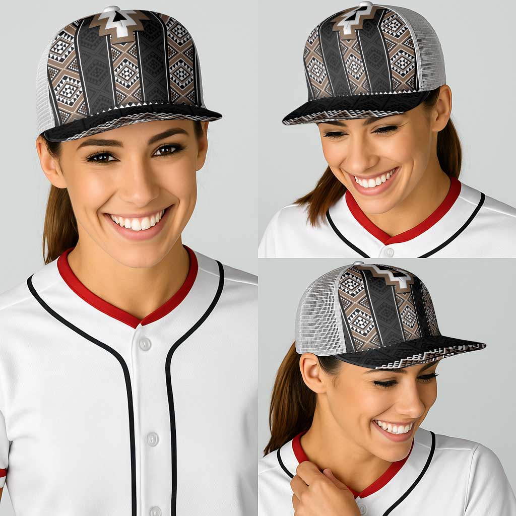 Brown Taniko Aotearoa Baseball Net Cap Niho Taniwha Mix Poutama - Aussie Hoodie