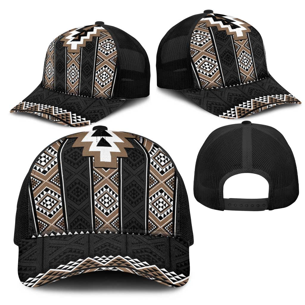Brown Taniko Aotearoa Mesh Trucker Cap Niho Taniwha Mix Poutama - Aussie Hoodie