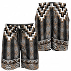 Brown Taniko Aotearoa Shorts for Men Niho Taniwha Mix Poutama