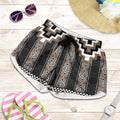 Brown Taniko Aotearoa Shorts for Women Niho Taniwha Mix Poutama