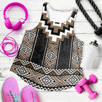 Brown Taniko Aotearoa Women Racerback Tank Niho Taniwha Mix Poutama