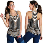 Brown Taniko Aotearoa Women Racerback Tank Niho Taniwha Mix Poutama