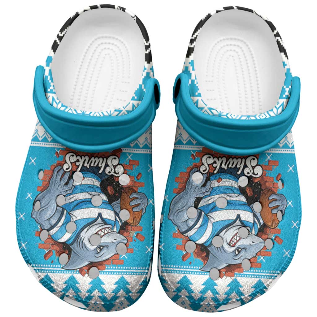 Claus Shark Strikes Clogs Shoes Christmas Rugby League Spirit - Aussie Hoodie