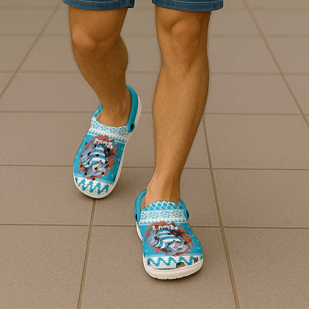 Claus Shark Strikes Clogs Shoes Christmas Rugby League Spirit - Aussie Hoodie
