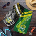 Cook Islands and Australia Rugby Shorts for Men Tatau Tribal with Aboriginal Chevron Sport Style