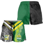 Cook Islands and Australia Rugby Shorts for Women Tatau Tribal with Aboriginal Chevron Sport Style
