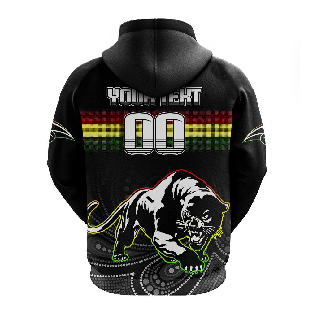 (Custom Personalised) Black Panthers Rugby League Aborigina Hoodie - LT2