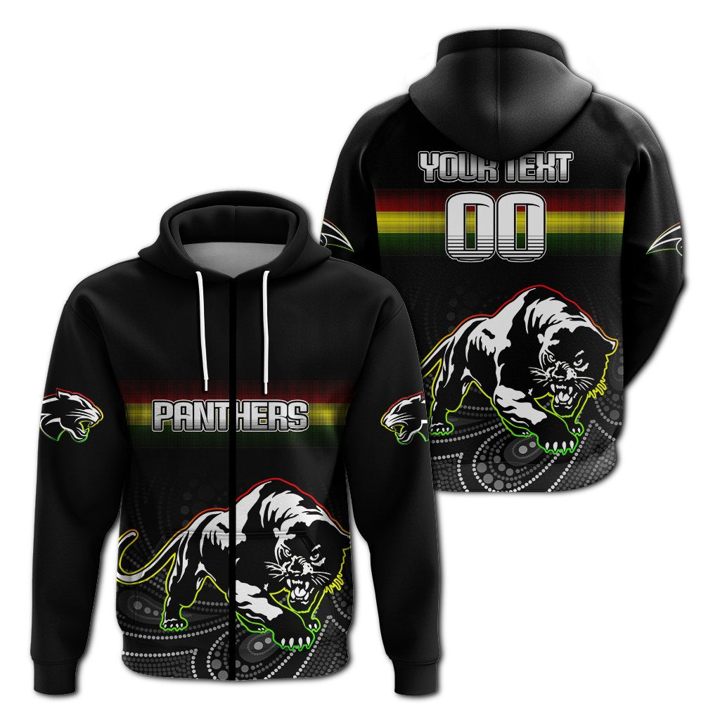 (Custom Personalised) Black Panthers Rugby League Aborigina Hoodie - LT2
