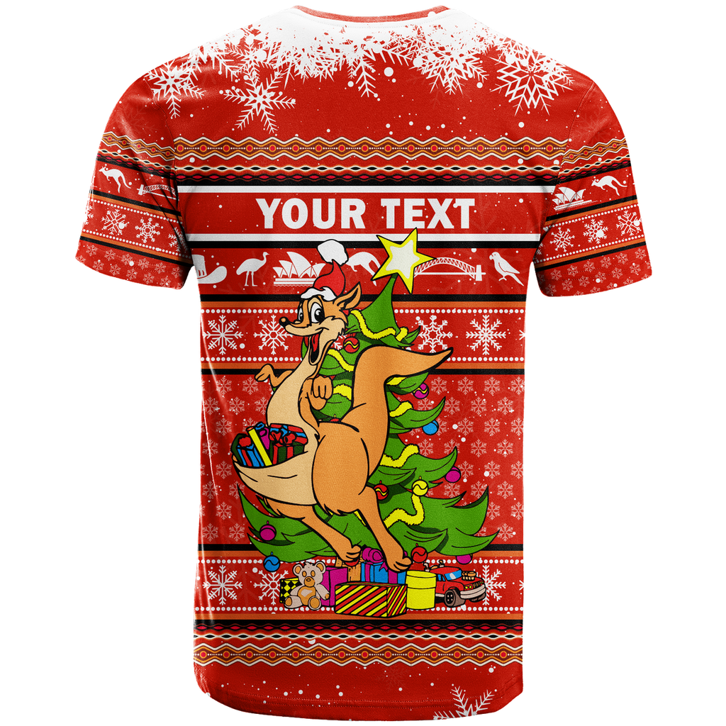 (Custom Personalised) Australia Christmas Kangaroo Aboriginal Pattern T Shirt - LT2