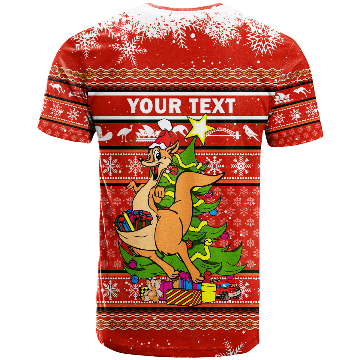 (Custom Personalised) Australia Christmas Kangaroo Aboriginal Pattern T Shirt - LT2