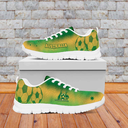 Australia Soccer Sneakers Skeleton Gradient Vintage Spray