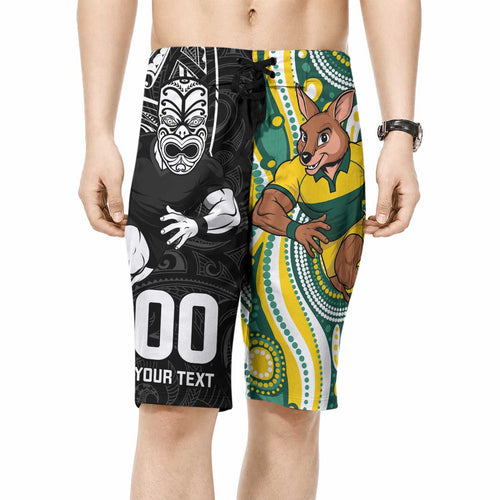 Custom Australia vs New Zealand Board Shorts Rugby Rivalry Two Nations One Battle