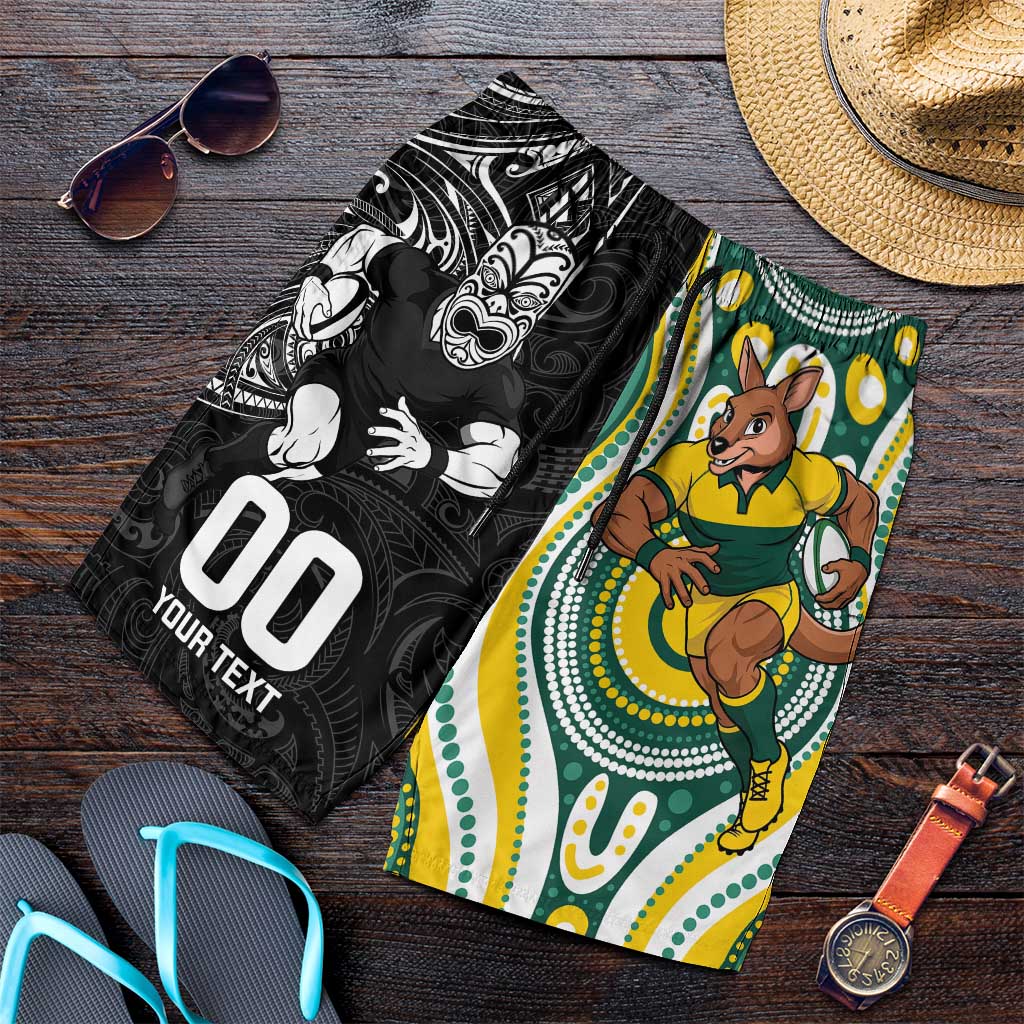 Custom Australia vs New Zealand Shorts for Men Rugby Rivalry Two Nations One Battle
