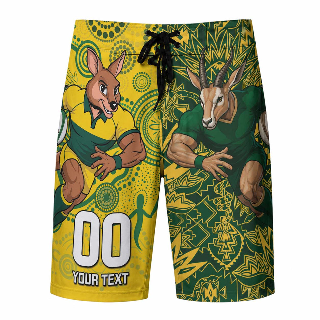 Custom Australia vs South Africa Board Shorts Wallabies vs Springboks Two Nations One Battle