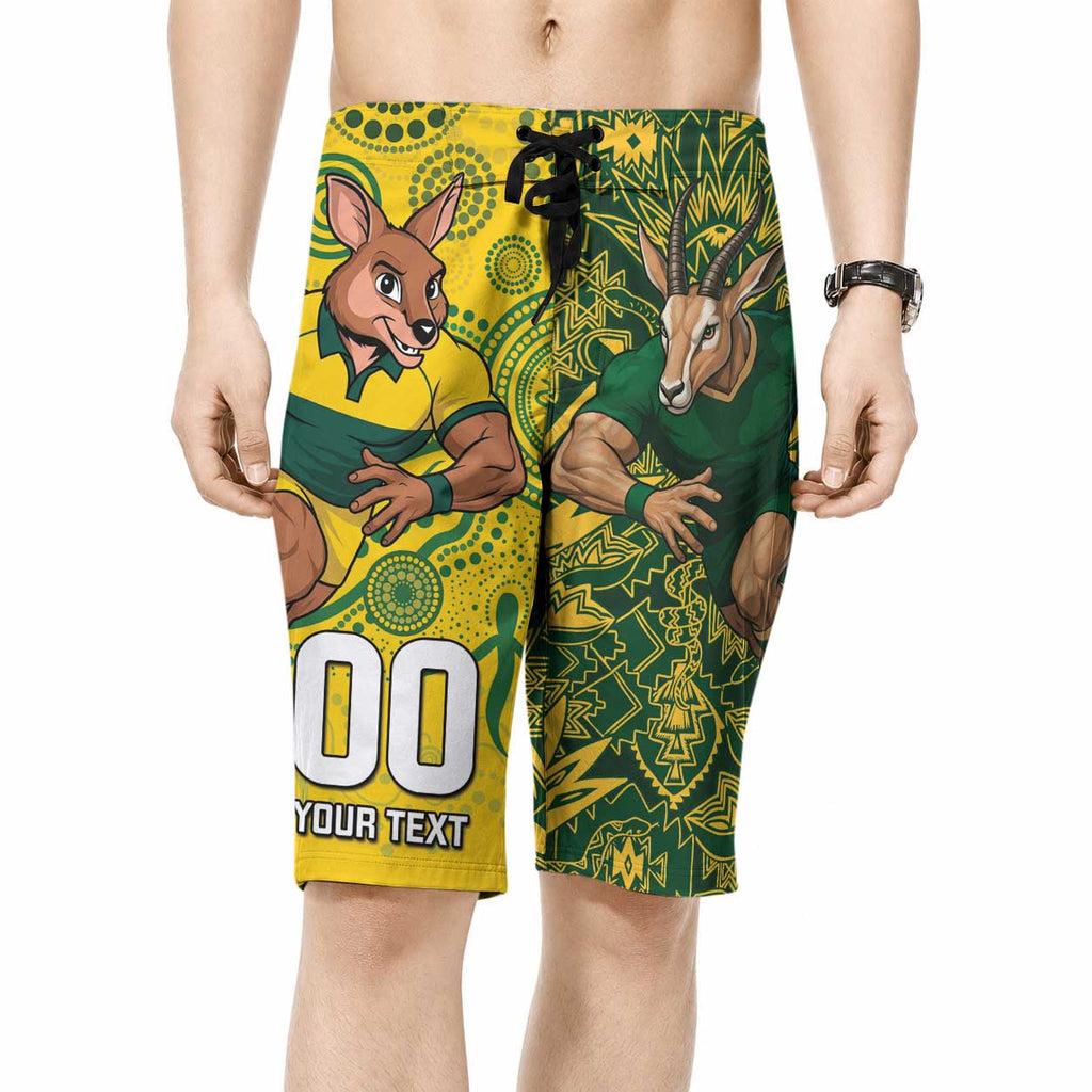 Custom Australia vs South Africa Board Shorts Wallabies vs Springboks Two Nations One Battle
