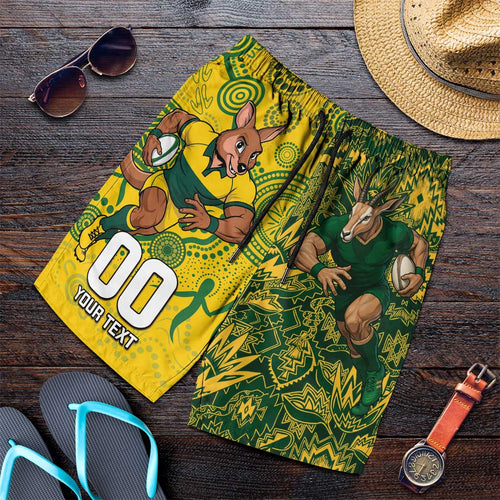 Custom Australia vs South Africa Shorts for Men Wallabies vs Springboks Two Nations One Battle