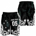 Custom New Zealand Fern Rugby Shorts for Men Maori Pattern