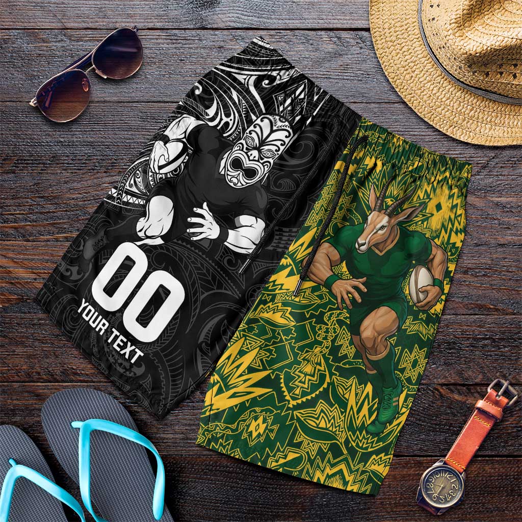 Custom New Zealand vs South Africa Shorts for Men Rugby Rivalry Two Nations One Battle