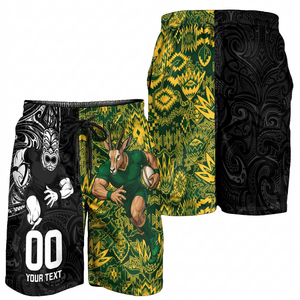 Custom New Zealand vs South Africa Shorts for Men Rugby Rivalry Two Nations One Battle