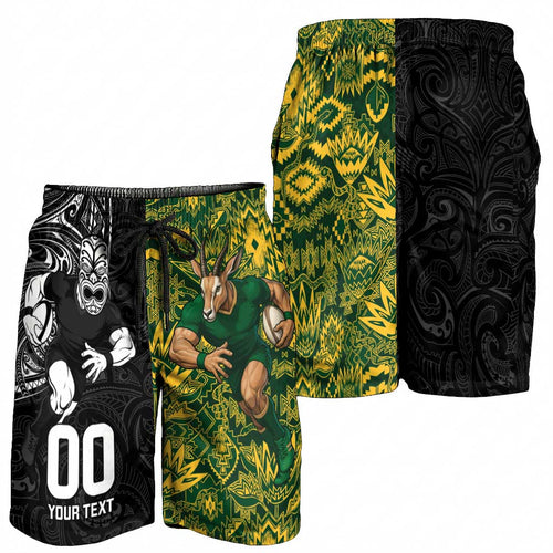 Custom New Zealand vs South Africa Shorts for Men Rugby Rivalry Two Nations One Battle