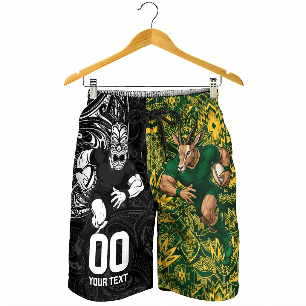 Custom New Zealand vs South Africa Shorts for Men Rugby Rivalry Two Nations One Battle