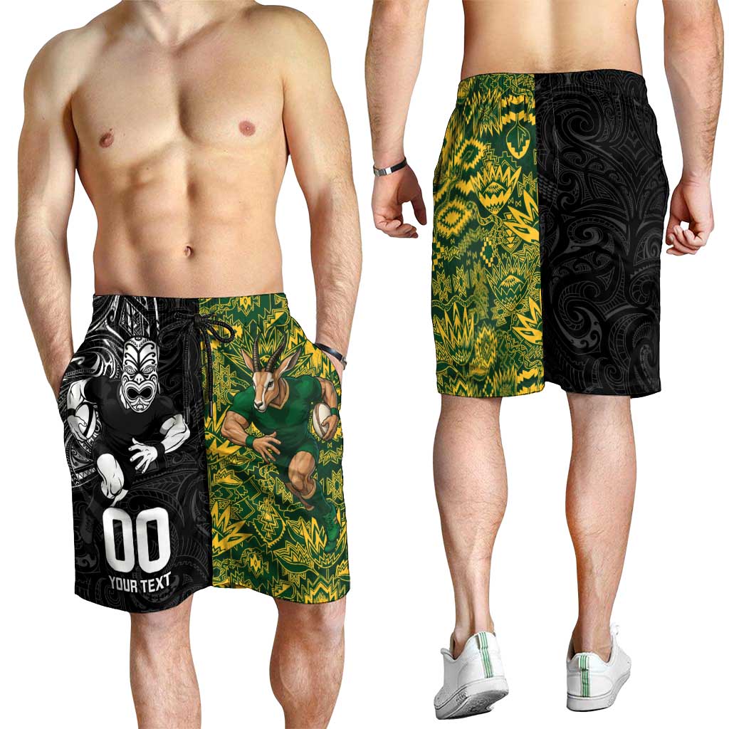 Custom New Zealand vs South Africa Shorts for Men Rugby Rivalry Two Nations One Battle