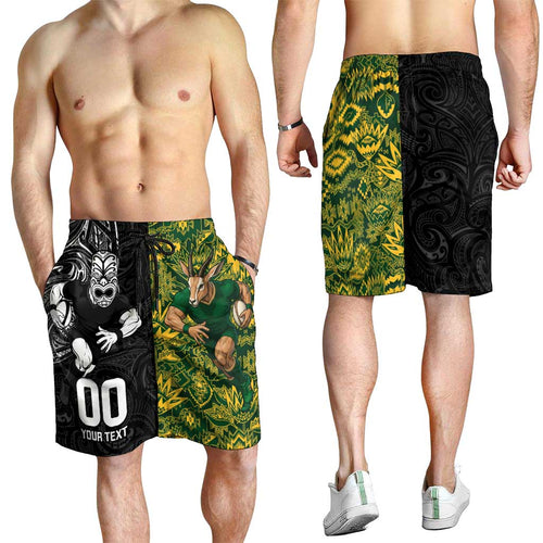 Custom New Zealand vs South Africa Shorts for Men Rugby Rivalry Two Nations One Battle