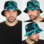 Cyan Ribbon PTSD Awareness Month Bucket Hat Aboriginal Art - Aussie Hoodie