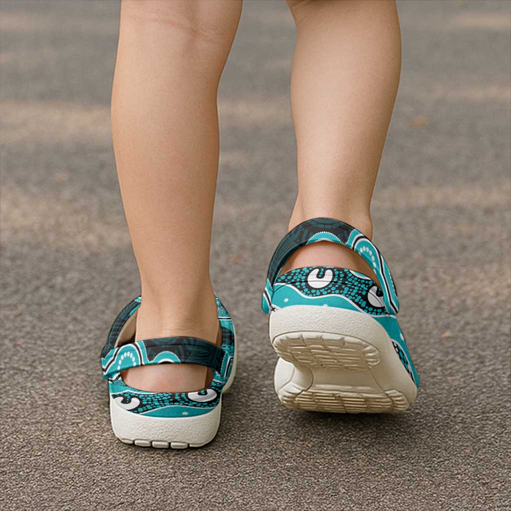 Cyan Ribbon PTSD Awareness Month Clogs Shoes Aboriginal Art - Aussie Hoodie