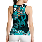 Cyan Ribbon PTSD Awareness Month Hollow Tank Top Aboriginal Art - Aussie Hoodie