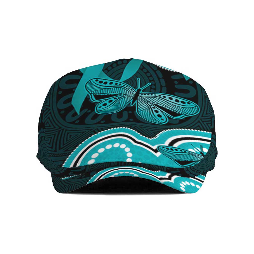 Cyan Ribbon PTSD Awareness Month Jeff Hat Aboriginal Art - Aussie Hoodie
