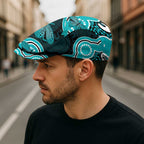 Cyan Ribbon PTSD Awareness Month Jeff Hat Aboriginal Art - Aussie Hoodie