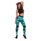 Cyan Ribbon PTSD Awareness Month Leggings Aboriginal Art - Aussie Hoodie