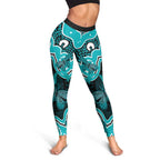 Cyan Ribbon PTSD Awareness Month Leggings Aboriginal Art - Aussie Hoodie