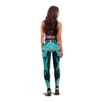 Cyan Ribbon PTSD Awareness Month Leggings Aboriginal Art - Aussie Hoodie