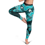 Cyan Ribbon PTSD Awareness Month Leggings Aboriginal Art - Aussie Hoodie