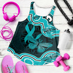 Cyan Ribbon PTSD Awareness Month Women Racerback Tank Aboriginal Art - Aussie Hoodie