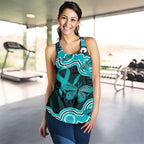 Cyan Ribbon PTSD Awareness Month Women Racerback Tank Aboriginal Art - Aussie Hoodie